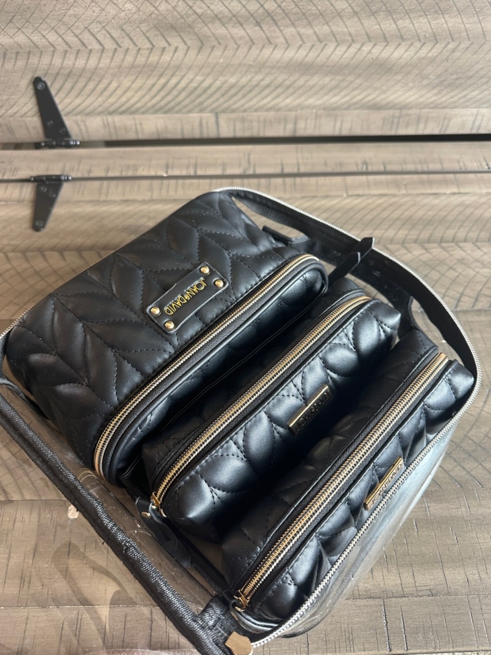 Black Quilted Travel Toiletry Bag Set - Quilted Organizer Pouches - Picture 10 of 13
